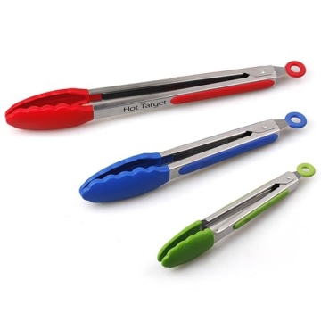 Hot Target Silicone Kitchen Tongs Set - 7, 9, 12 Inches