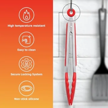 Hot Target Silicone Kitchen Tongs Set - 7, 9, 12 Inches