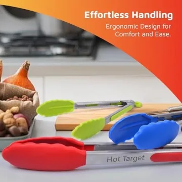 Hot Target Silicone Kitchen Tongs Set - 7, 9, 12 Inches