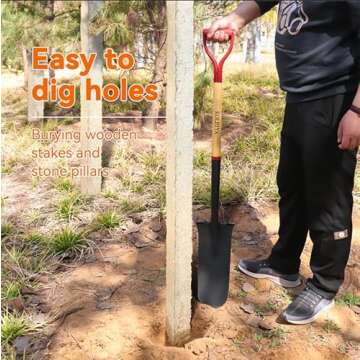 KOLEIYA Drain SpadeShovel, Garden Spade Shovels for Digging Heavy Duty, Trenching,Planting,Transplanting,Metal Y-Grip,Wooden Handle,45Inch