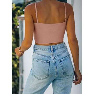 REORIA Women's Summer Sexy Sleeveless Adjustable Spaghetti Strap Cami