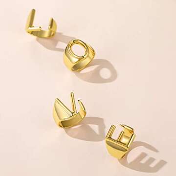 Women's Initial E Rings, GoldChic Jewelry Gold Letter Open Ring Adjustable for Women Men Statement Ring