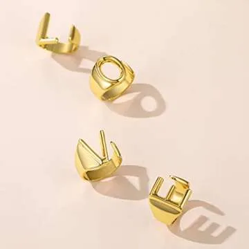 Women's Initial E Rings, GoldChic Jewelry Gold Letter Open Ring Adjustable for Women Men Statement Ring