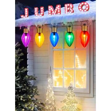 Jumbo C9 Christmas Pathway Lights Outdoor - 8.5 Feet 5 LED C9 Walkway Lights, C7 Lights Covered Jumb...