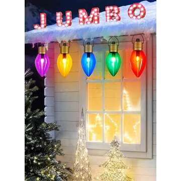 Jumbo C9 Christmas Pathway Lights Outdoor - 8.5 Feet 5 LED C9 Walkway Lights, C7 Lights Covered Jumb...