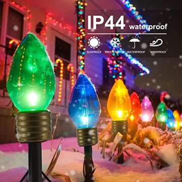 Jumbo C9 Christmas Pathway Lights Outdoor - 8.5 Feet 5 LED C9 Walkway Lights, C7 Lights Covered Jumbo Multicolor Light Bulb Christmas Lights Outdoor Decorations for Lawn Holiday Outside Yard Garden