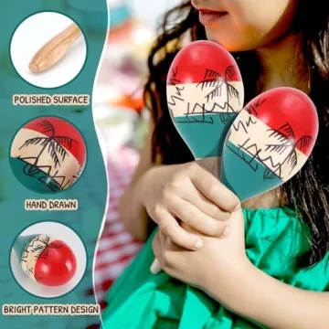 Colorful 9.6-Inch Wooden Maracas for All Ages