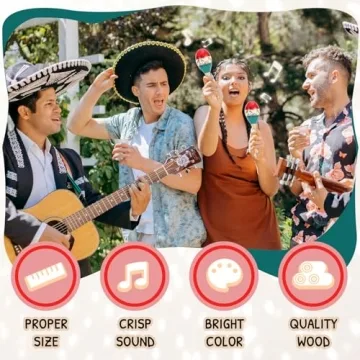 Colorful 9.6-Inch Wooden Maracas for All Ages