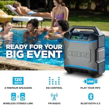 ION Block Rocker - Ultimate Portable Bluetooth Outdoor Speaker for Every Occasion