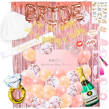 SMIRLY Bachelorette Party Decorations Kit: Rose Gold Bridal Shower Decorations Kit, Bachelorette Par...