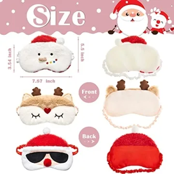 3 Christmas Plush Eye Masks for Kids and Adults