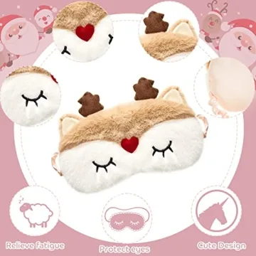3 Christmas Plush Eye Masks for Kids and Adults