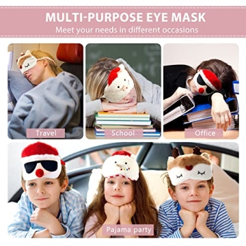 3 Christmas Plush Eye Masks for Kids and Adults