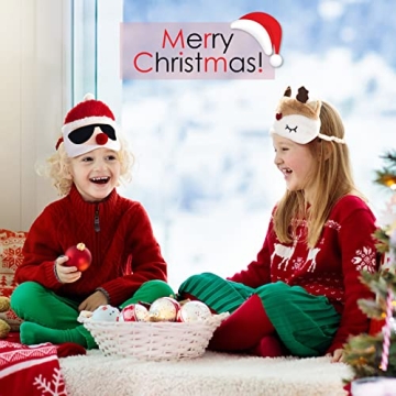 3 Christmas Plush Eye Masks for Kids and Adults