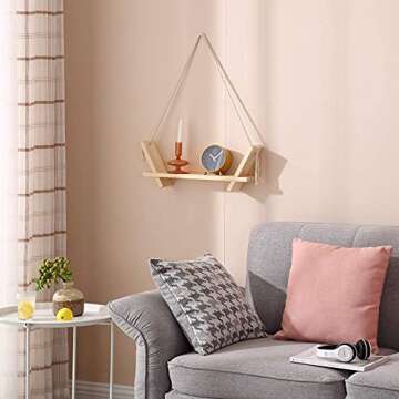 Chic Boho Swing Rope Floating Shelves – Set of 2 for Home Decor