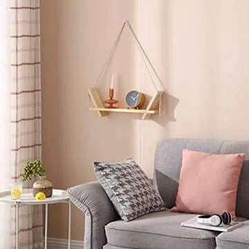 Chic Boho Swing Rope Floating Shelves – Set of 2 for Home Decor