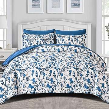 LLDSYW King Size Comforter Set - 7 Pieces Bed in a Bag Soft Microfiber Bedding Comforter Set Leaves ...