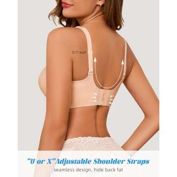Guhaha Women's Seamless Bras No Underwire Push Up Bra Wireless Bralettes Soft T-Shirt Bra Full Coverage V-Neck Everyday Bra Nude