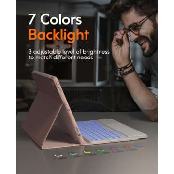 CHESONA iPad 9th Generation Case with Keyboard - Pink