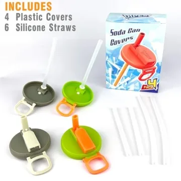 BPA-Free Soda Can Covers with Straws - 4 Pack