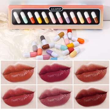 Kusslippe Mini Lipstick Set, 12 Colors Capsules Matte Pill Shaped Lipstick, Waterproof Long Lasting ...