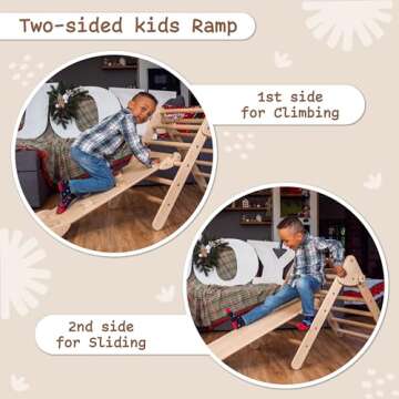 WoodandHearts Montessori Climbing Set, 3 Piece Climbing Gym, Indoor Climbing Gym, Set for Toddlers, Climbing Toys for Toddlers 1-3 Inside in Natural Wood Color (2-6 Years)