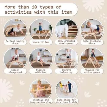 WoodandHearts Montessori Climbing Set, 3 Piece Climbing Gym, Indoor Climbing Gym, Set for Toddlers, Climbing Toys for Toddlers 1-3 Inside in Natural Wood Color (2-6 Years)