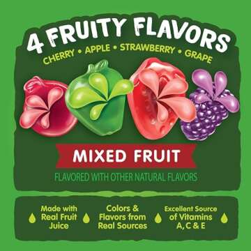 Black Forest, Juicy Burst, Fruit Flavored Snacks, Mixed Fruit Flavors, A Juicy Burst of Natural Flavors, Made with Real Fruit Juice, 0.8 oz 40 ct