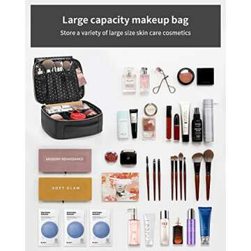 Vlando Travel Makeup Bag - Elegant Organizer for Cosmetics