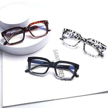 CLASAGA Progressive Multifocus Reading Glasses Retro Oversized Square Computer Readers for Women Men...