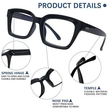 CLASAGA Progressive Multifocus Reading Glasses Retro Oversized Square Computer Readers for Women Men (3 mix color, 2.25, multiplier_x)