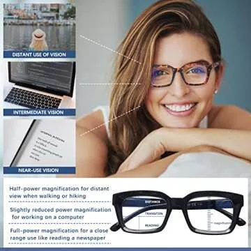 CLASAGA Progressive Multifocus Reading Glasses Retro Oversized Square Computer Readers for Women Men (3 mix color, 2.25, multiplier_x)