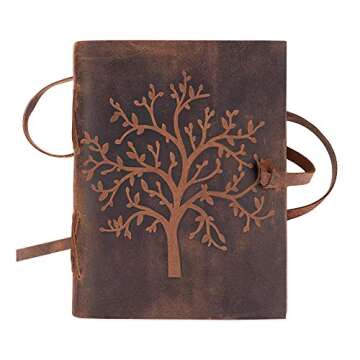 moonster Leather Journal Tree of Life - Genuine Leather Notebooks For Women - Beautiful Journal with Embossed Tree - Blank Handmade Paper - Inspirational Birthday Gifts for Women & Gifts for Men