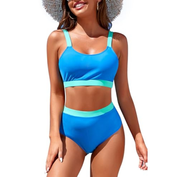 Supportive Women's High Waisted Bikini - Sporty & Stylish Swimwear