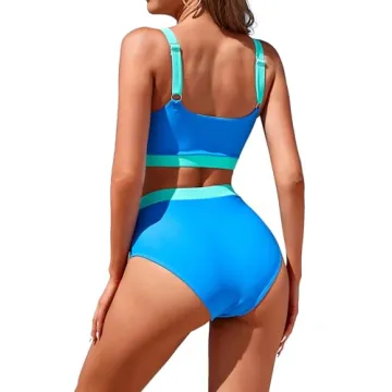 Supportive Women's High Waisted Bikini - Sporty & Stylish Swimwear