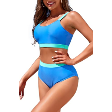 Supportive Women's High Waisted Bikini - Sporty & Stylish Swimwear