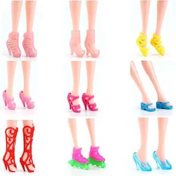 HighFun Doll Shoes Rack + 30 Pairs Doll Shoes 10 Doll Handbags 10 Doll Glasses Replacement Fashion Playset Accessories Different Assorted Colors High Heel Boots Sandals for 11.5 Inch Girl Doll