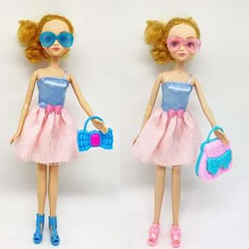 HighFun Doll Shoes Rack + 30 Pairs Doll Shoes 10 Doll Handbags 10 Doll Glasses Replacement Fashion Playset Accessories Different Assorted Colors High Heel Boots Sandals for 11.5 Inch Girl Doll