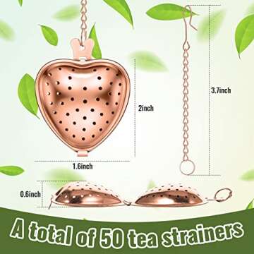Sumind 50 Pcs Tea Strainer Stainless Steel Tea Ball Infuser Loose Leaf Tea Steeper Tea Interval Diff...