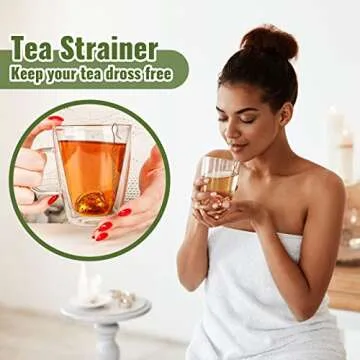 Sumind 50 Pcs Tea Strainer Stainless Steel Tea Ball Infuser Loose Leaf Tea Steeper Tea Interval Diffuser Heart Shape Mesh Tea Filters with Extended Chain Hook for Seasonings Cup Bottle (Rose Gold)