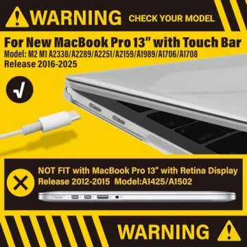 IBENZER Compatible with 2025 2024 M2 MacBook Pro 13 Inch Case 2025-2016 M1 A2338 A2289 A2251 A2159 A1989 A1706 A1708, Hard Shell Case & Keyboard Cover for Mac Pro 13, Crystal Clear, T13CYCL+1A