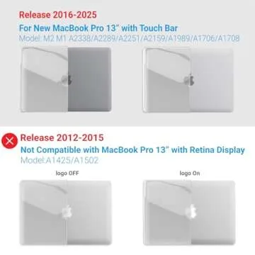 IBENZER Compatible with 2025 2024 M2 MacBook Pro 13 Inch Case 2025-2016 M1 A2338 A2289 A2251 A2159 A1989 A1706 A1708, Hard Shell Case & Keyboard Cover for Mac Pro 13, Crystal Clear, T13CYCL+1A