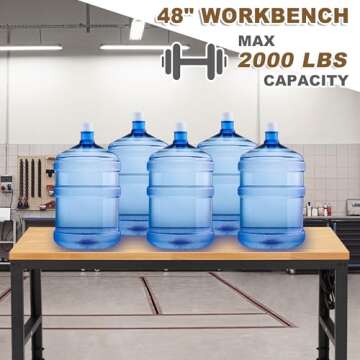 HABUTWAY Height Adjustable Workbench with Power Outlets