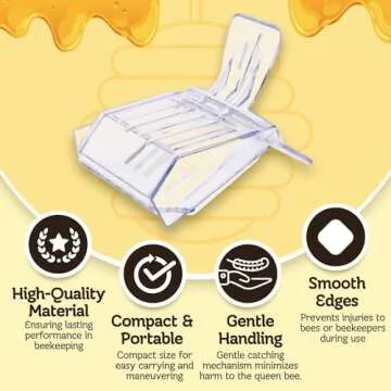 Flexzion Bee Clip for Queen (5-Pack) - Transparent Queen Catcher for Bees, Honeybee Queen Clips for Easy One-Handed Queen Bee Marking & Handling