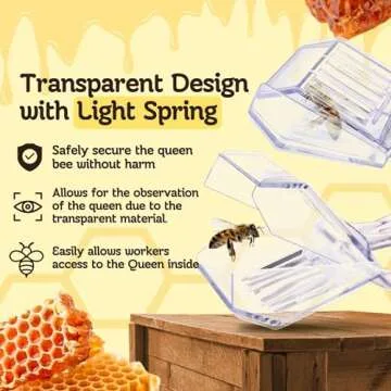 Flexzion Bee Clip for Queen (5-Pack) - Transparent Queen Catcher for Bees, Honeybee Queen Clips for Easy One-Handed Queen Bee Marking & Handling