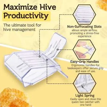 Flexzion Bee Clip for Queen (5-Pack) - Transparent Queen Catcher for Bees, Honeybee Queen Clips for Easy One-Handed Queen Bee Marking & Handling