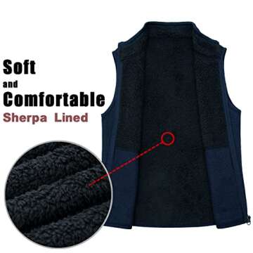 Bonnorth Womens Sherpa Lined Vest Jacket for Women Warm Vests Fashion Dressy Fall Sleeveless Jackets with Pockets Dark Blue S