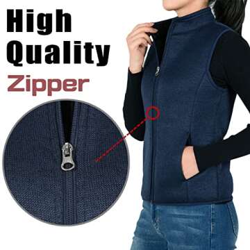 Bonnorth Womens Sherpa Lined Vest Jacket for Women Warm Vests Fashion Dressy Fall Sleeveless Jackets with Pockets Dark Blue S