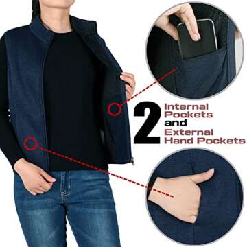 Bonnorth Womens Sherpa Lined Vest Jacket for Women Warm Vests Fashion Dressy Fall Sleeveless Jackets with Pockets Dark Blue S