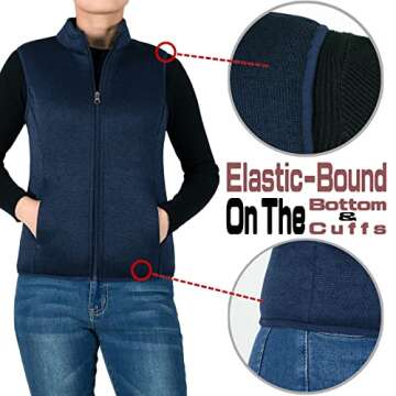 Bonnorth Womens Sherpa Lined Vest Jacket for Women Warm Vests Fashion Dressy Fall Sleeveless Jackets with Pockets Dark Blue S
